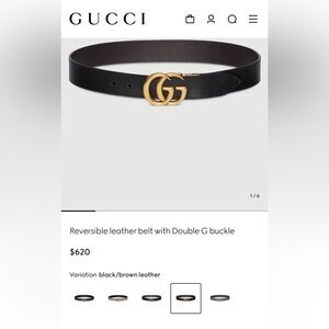Gucci Black and Brown Reversible Belt with Gold GG Buckle